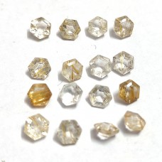 Natural golden rutile quartz 4x4mm hexagon cut 0.29 cts